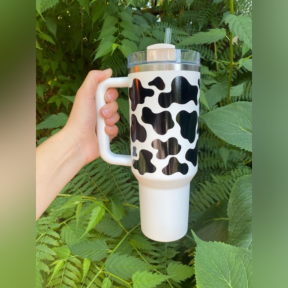 Stanley 40oz Thirst Quencher Water Bottle w/ Cow Print Stickers - Picture 2 of 7